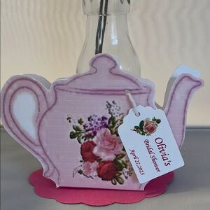 Pink Floral Teapot favor box. Personalized tag Set of 10 $25 unlimited quantity